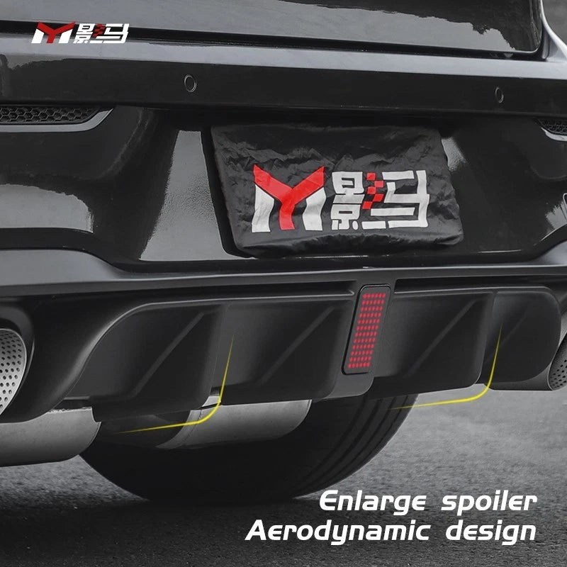 VW Golf MK8 GTI GTD GTE Rear Gloss Black Valance Diffuser Lip Spoiler Kit W/LED