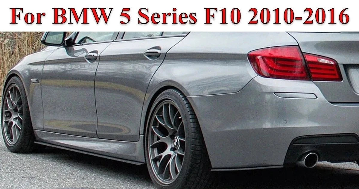 BMW 5 Series F10 F11 Gloss Black Side Skirts Extensions Spoiler Splitter Lip Kit