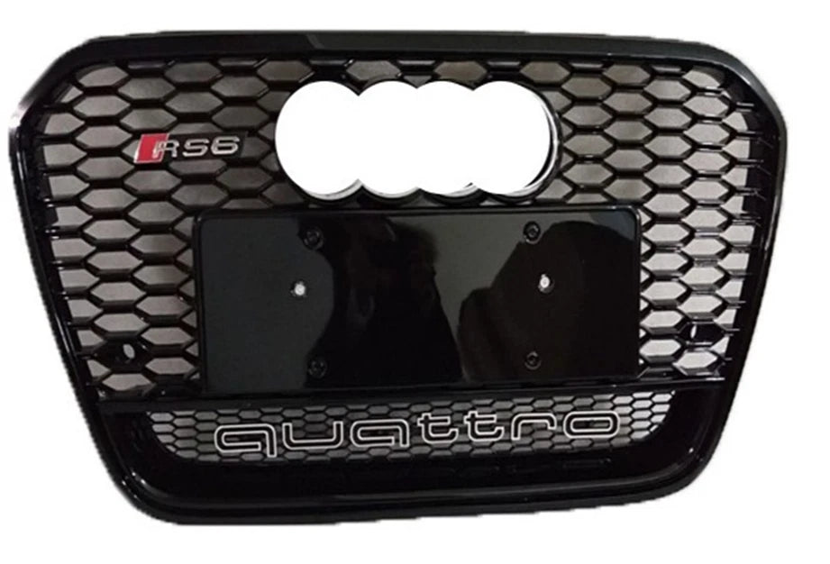 Audi RS6 Style A6 S6 C7 Front Main Grille Gloss Black Honeycomb Mesh Grill 16-18