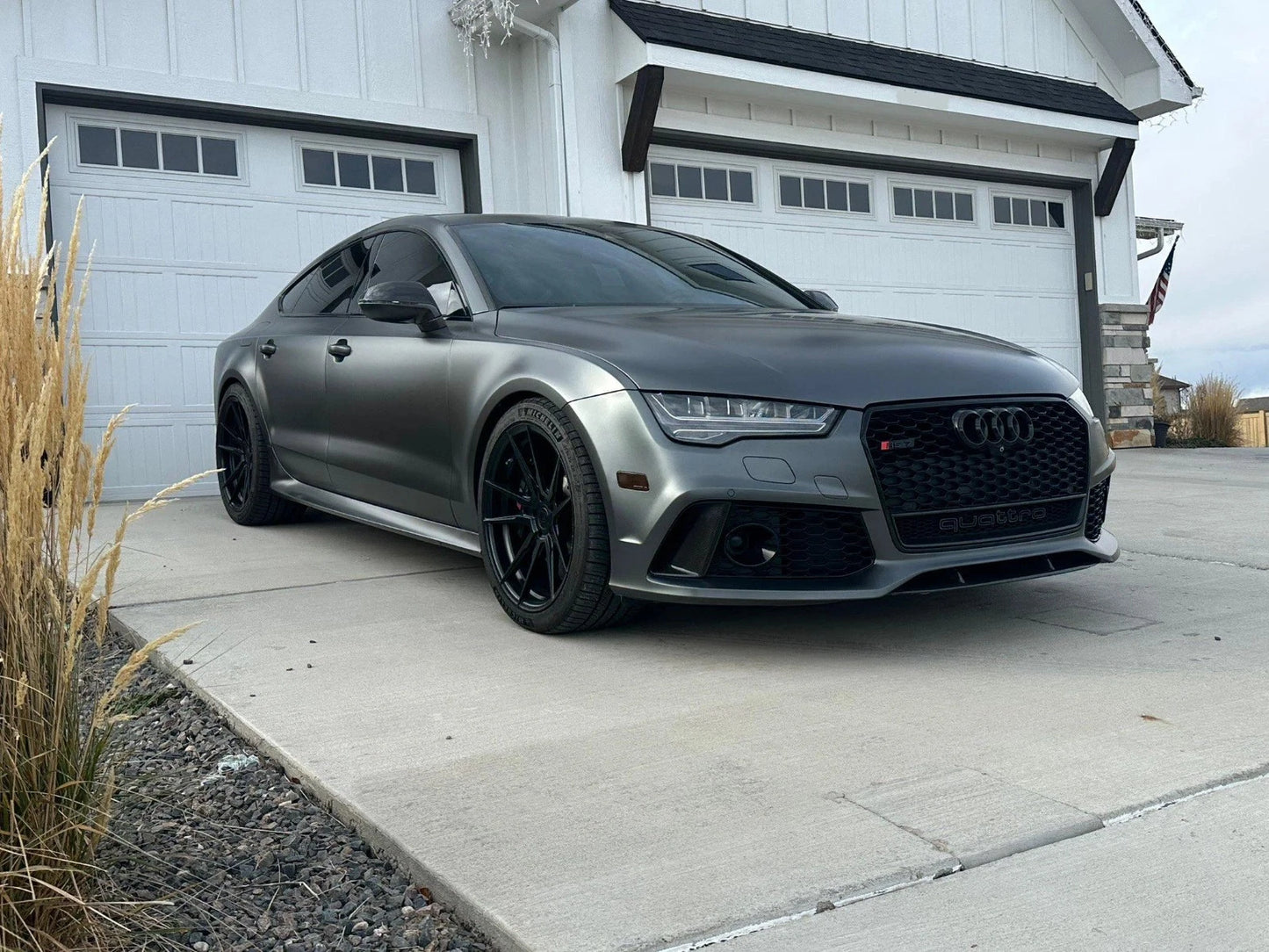 Audi RS7 Style A7 S7 Front Main Grille Gloss Black Honeycomb Mesh Grill 16-18