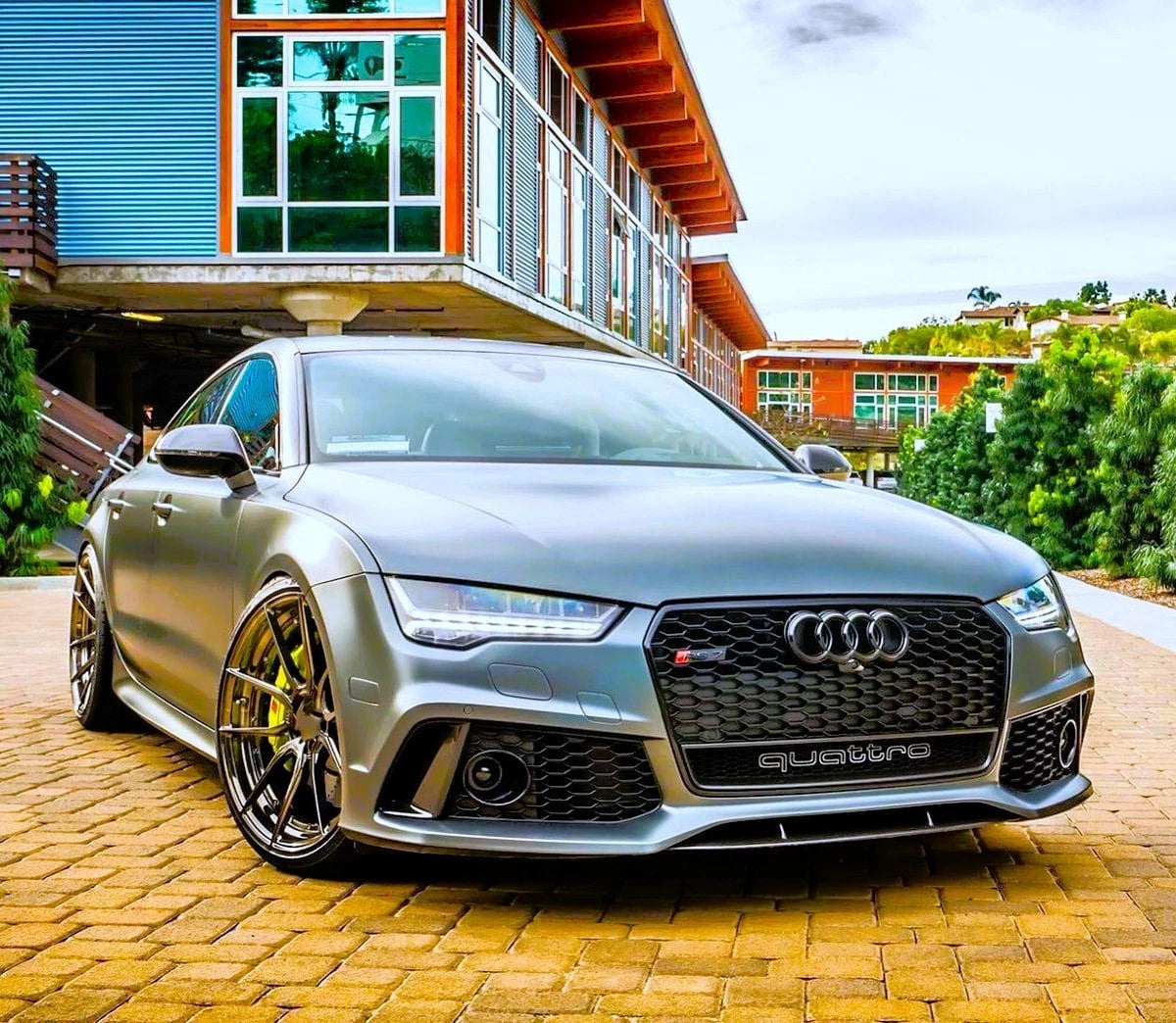 Audi RS7 Style A7 S7 Front Main Grille Gloss Black Honeycomb Mesh Grill 16-18