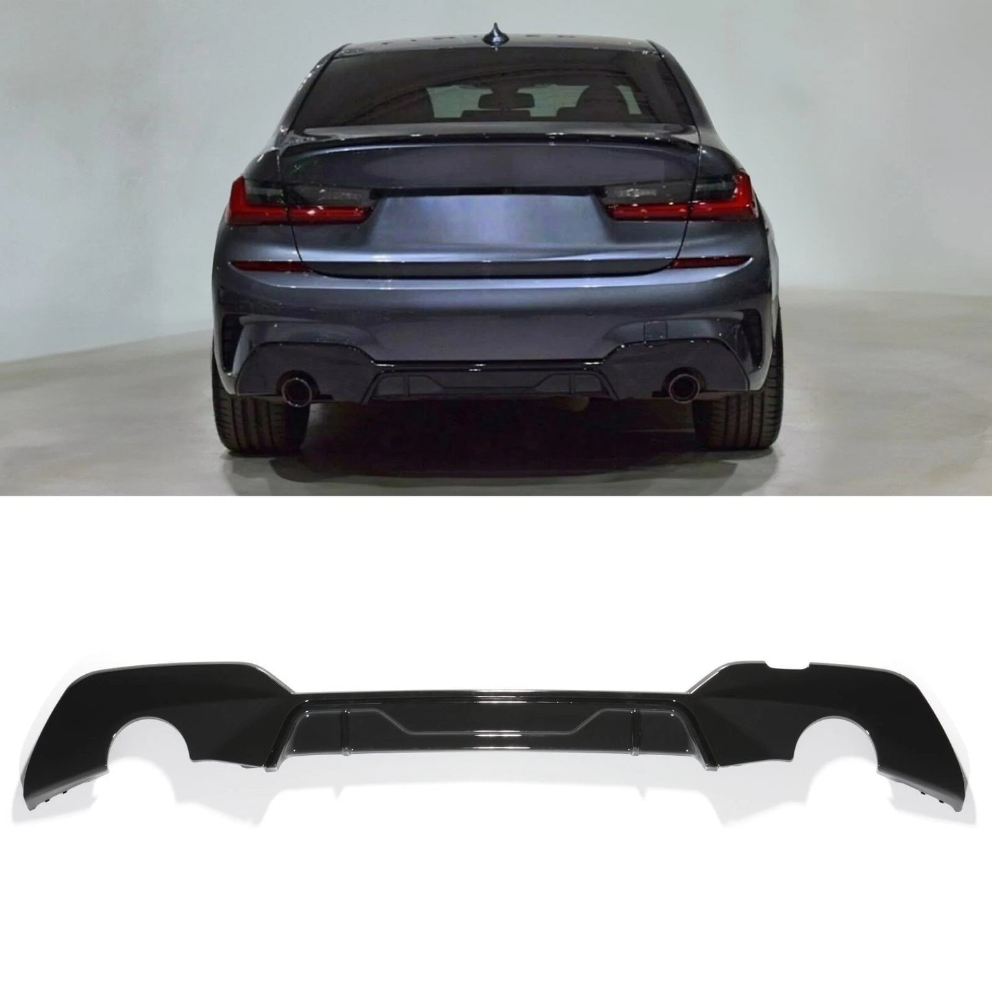 BMW 3 Series G20 G21 M Sport Gloss Black Rear Diffuser Lip Valance Body Kit