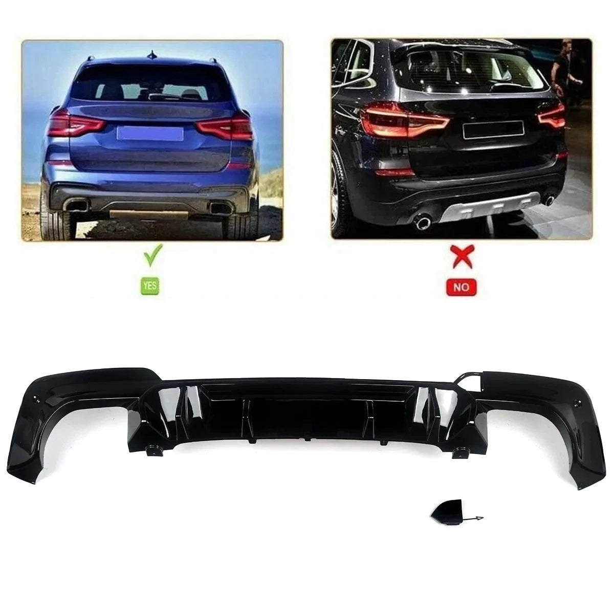 BMW X3 G01 M Sport X3M Style Gloss Black Rear Diffuser Lip Valance Body Kit