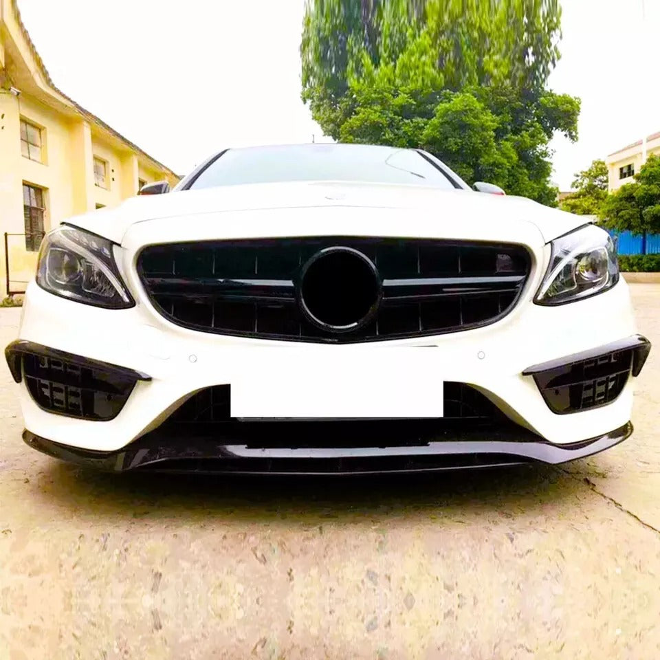 Mercedes C Class C43 W205 C205 Front Splitter 2014-18 Abs Gloss Black
