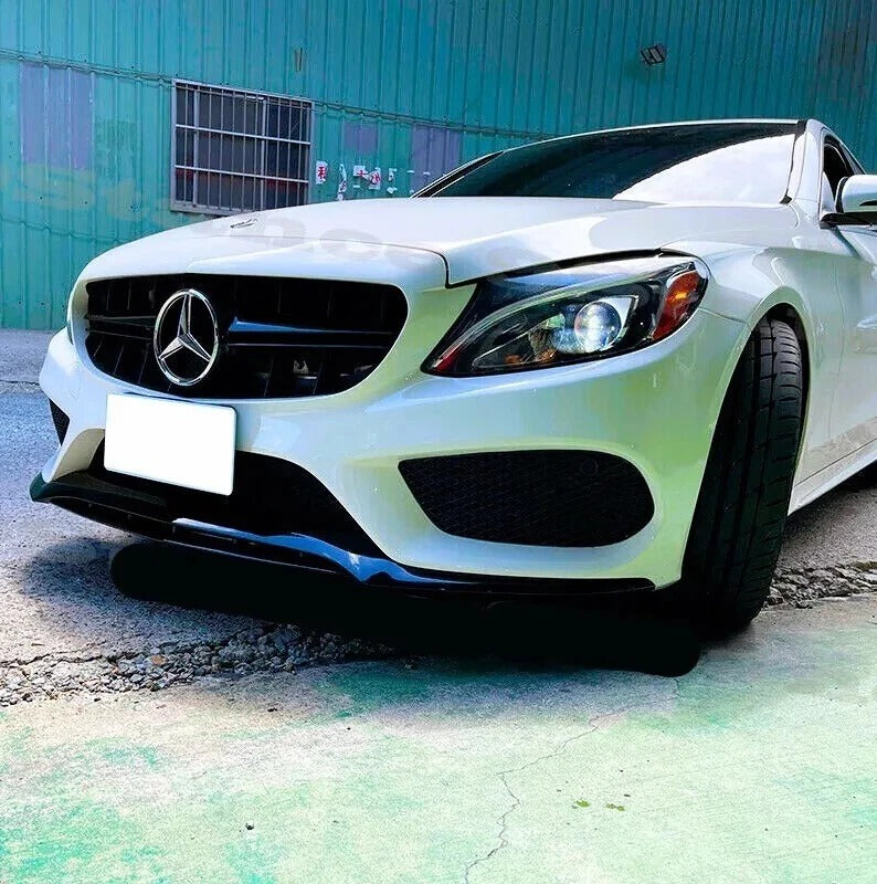 Mercedes C Class C43 W205 C205 Front Splitter 2014-18 Abs Gloss Black