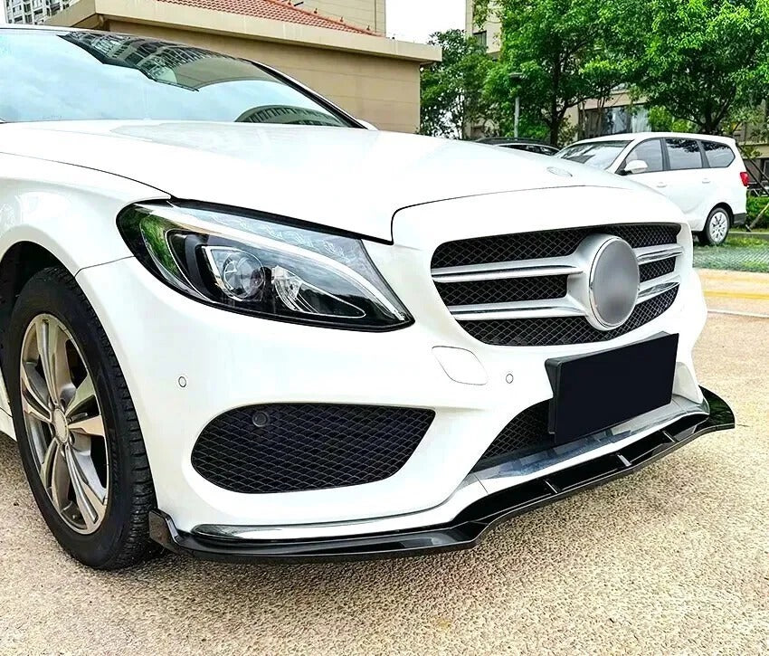 Mercedes C Class C43 W205 C205 Front Splitter 2014-2018 Abs Gloss Black
