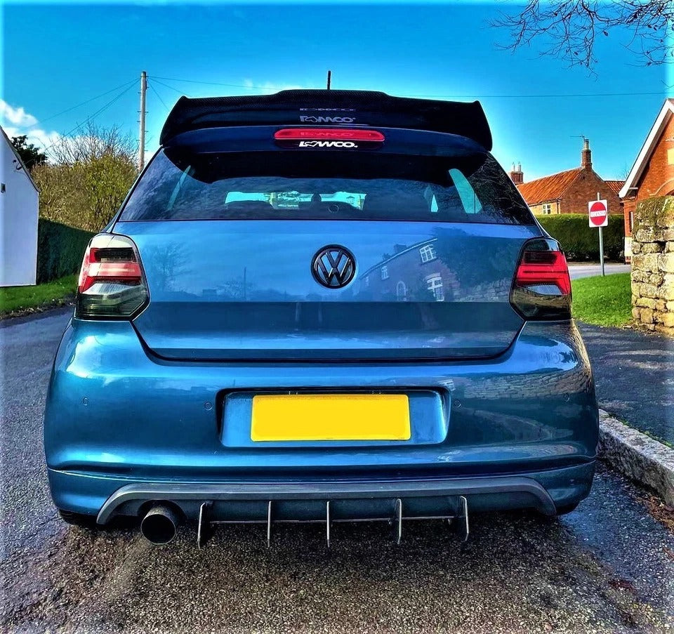 VW Polo MK5 Car Rear Roof Spoiler 2009-17 Batman Style Gloss Black