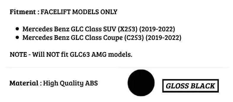 Mercedes GLC W253 Front PANAMERICANA Grille 19-22 ABS Gloss Black