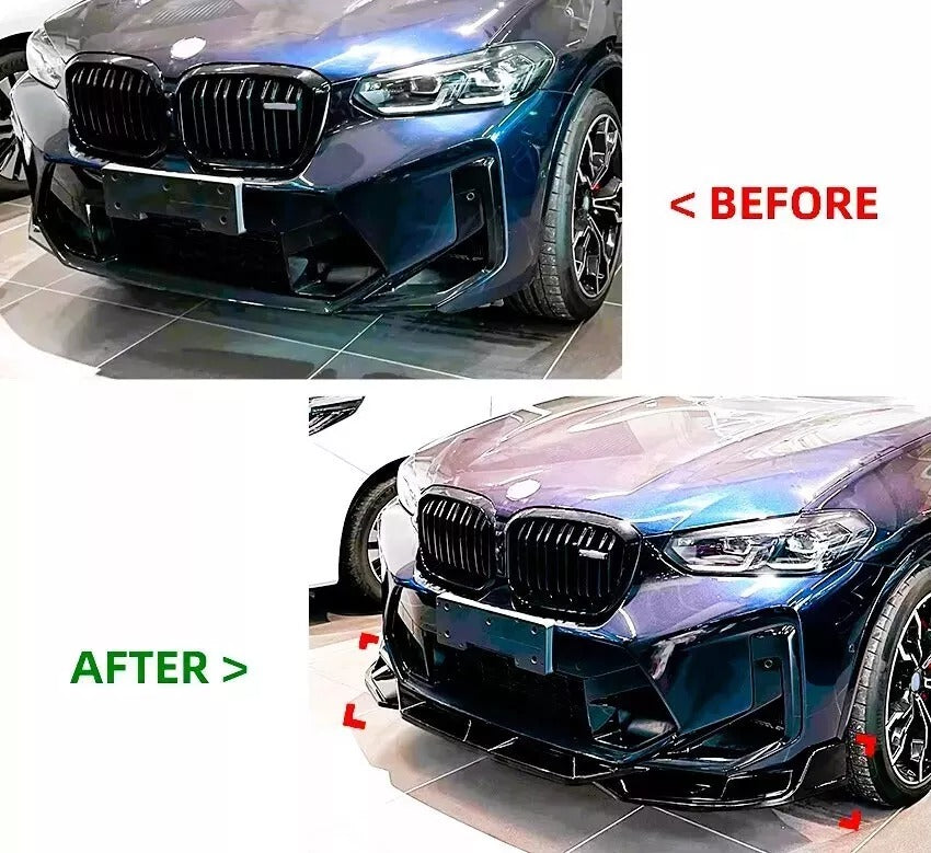 BMW X3M F97 LCI Front Splitter Wing Kit 2022-2024 ABS Gloss Black
