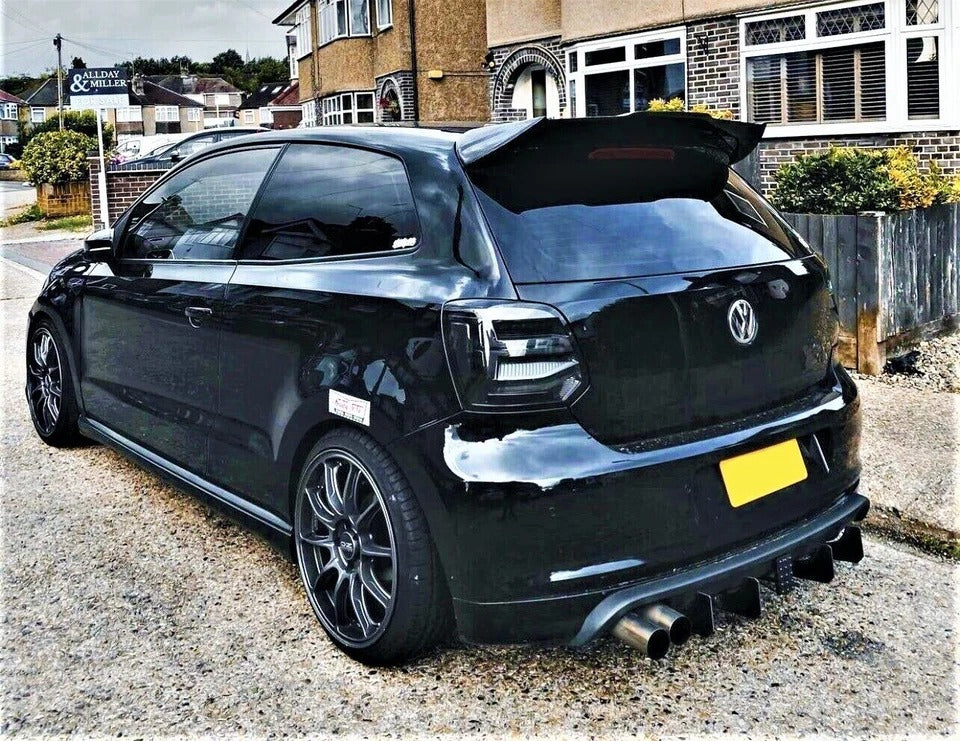 VW Polo MK5 Car Rear Roof Spoiler 2009-17 Batman Style Gloss Black