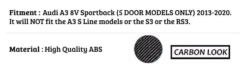Audi A3 SE Sportback Car Rear Spoiler 2013-2020 Carbon Fibre