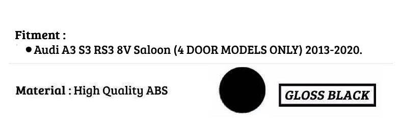 Audi A3 S3 RS3 8V Saloon Rear Boot Spoiler 13-20 ABS Gloss Black