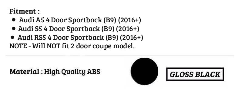Audi A5 B9 Sportback Gloss Black Rear High Kick PSM Ducktail Boot Spoiler Wing