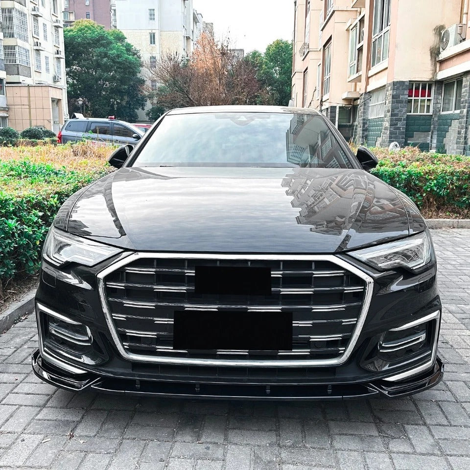 For Audi A6 S6 S Line C8 Gloss Black Front Splitter Body Kit 2018+