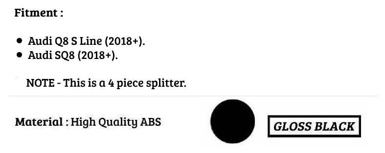 Audi Q8 SQ8 S Line Front Splitter Lip Kit 2018-2024 ABS Gloss Black