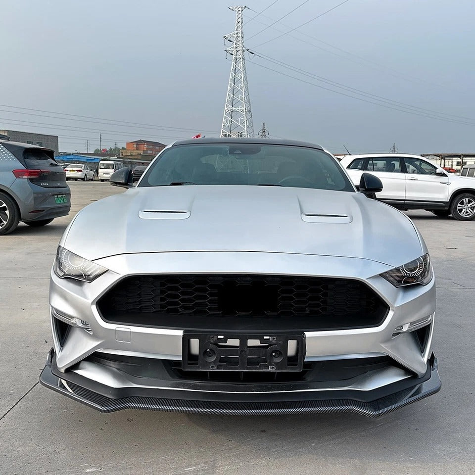 For Ford Mustang MK6.5 Gloss Black Front Splitter Body Kit Wing 2018-23