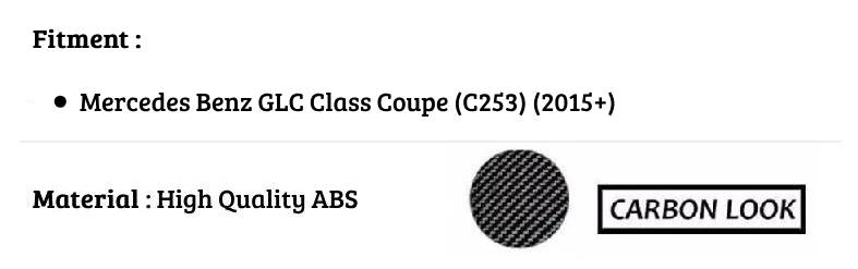 Mercedes GLC Class Coupe GLC63 Car Rear Spoiler 2015-24 Carbon Fibre