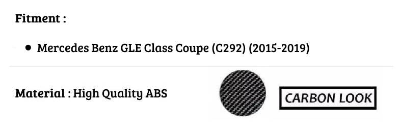 Mercedes GLE Class Coupe GLE63 Car Rear Spoiler 2015-19 Carbon Fibre