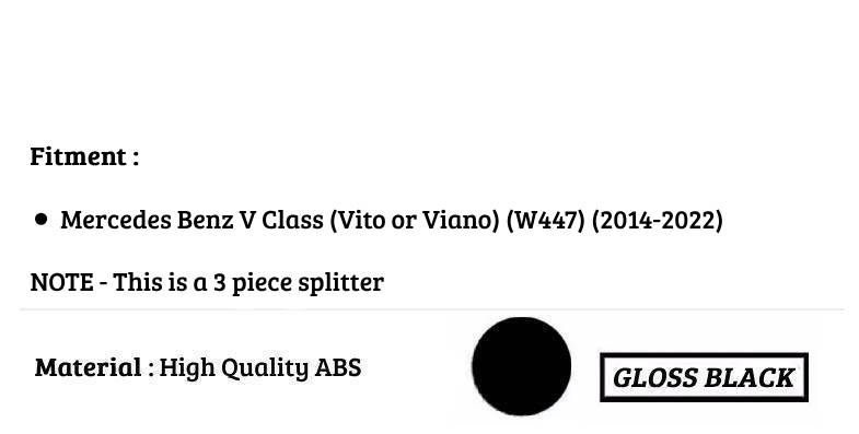 Mercedes V Class W447 Front Splitter Spoiler 14-22 ABS Gloss Black