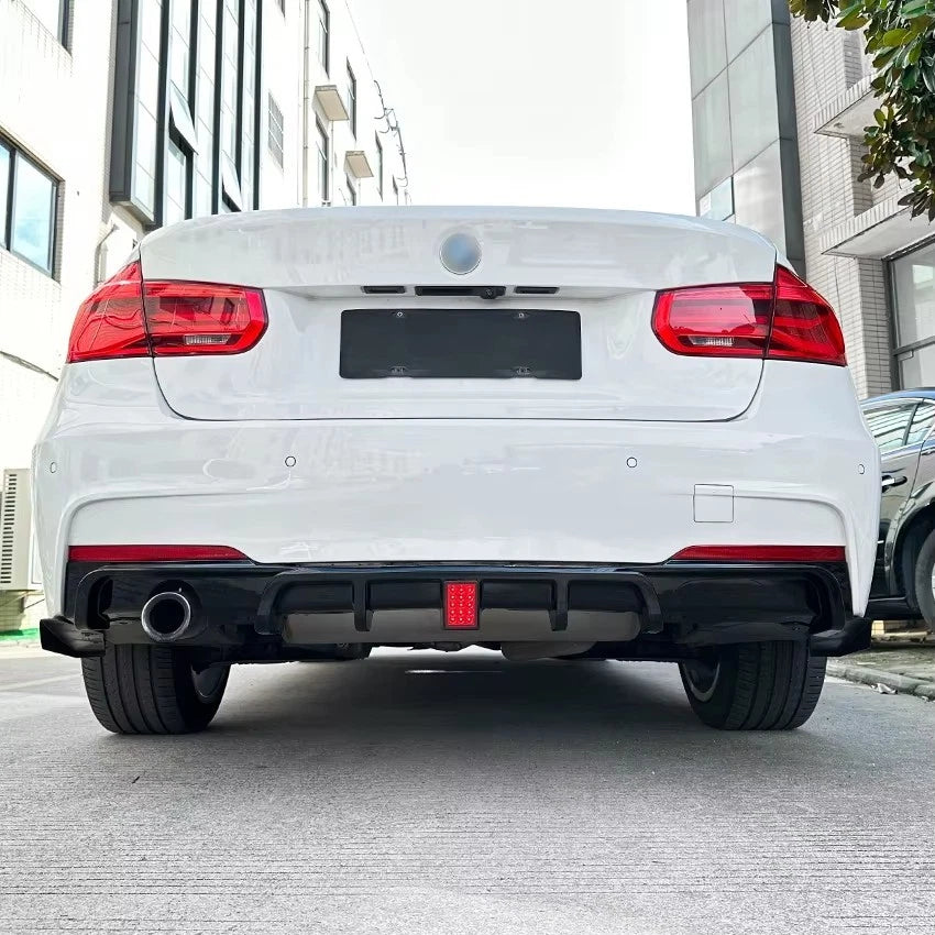 BMW 3 Series F30 F31 Gloss Black Rear Valance Diffuser Spoiler Lip Single W/LED