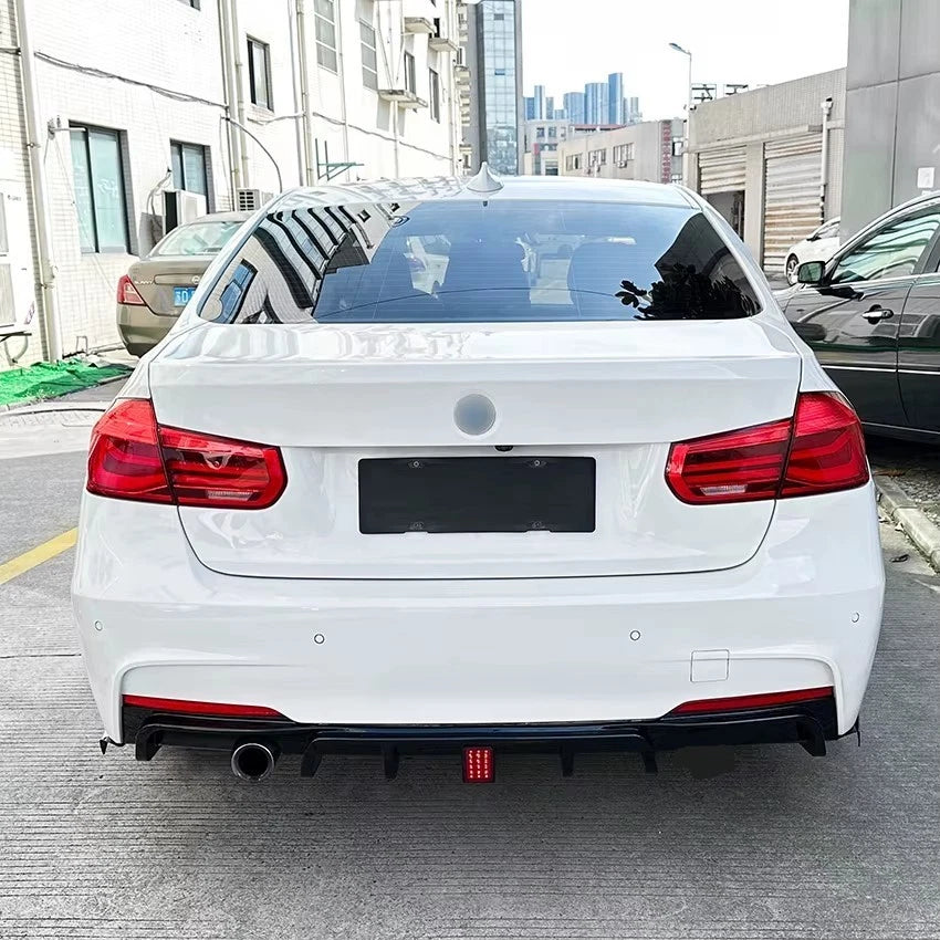 BMW 3 Series F30 F31 Gloss Black Rear Valance Diffuser Spoiler Lip Single W/LED