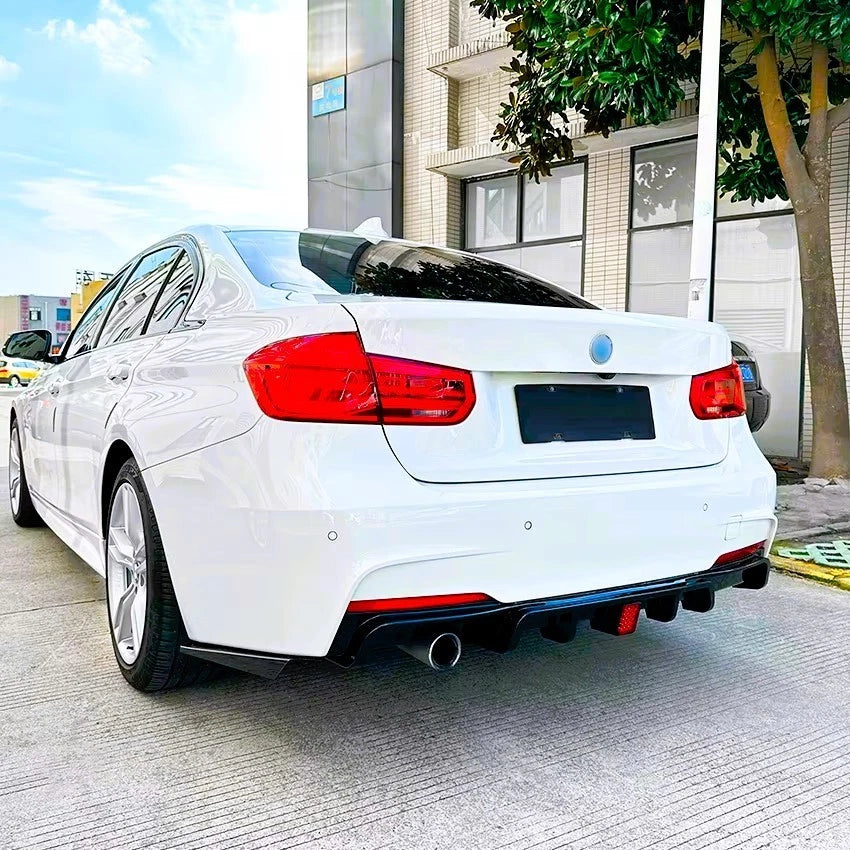 BMW 3 Series F30 F31 Gloss Black Rear Valance Diffuser Spoiler Lip Single W/LED