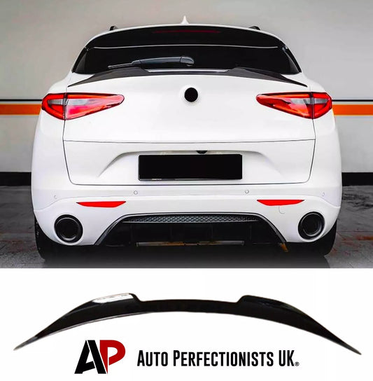 Alfa Romeo Stelvio Gloss Black Rear Mid Wing Boot Spoiler Lip Body Kit 2017+