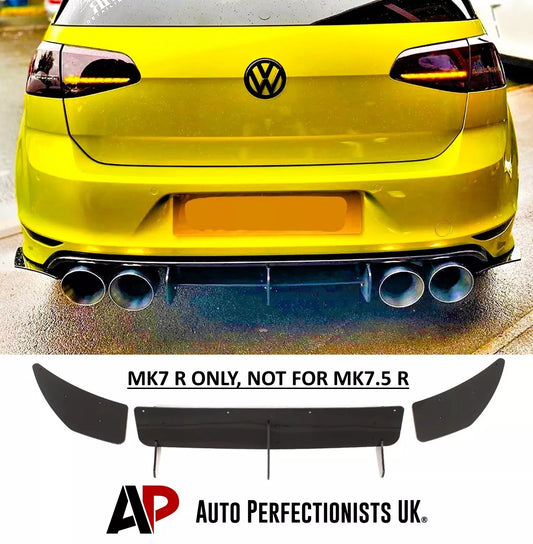 VW Golf MK7 R Rear Diffuser and Splitter 2013-2016 Gloss Black