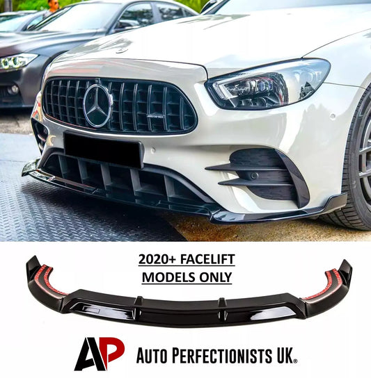 Mercedes E Class E43 E53 Front Splitter 2020-2024 Gloss Black