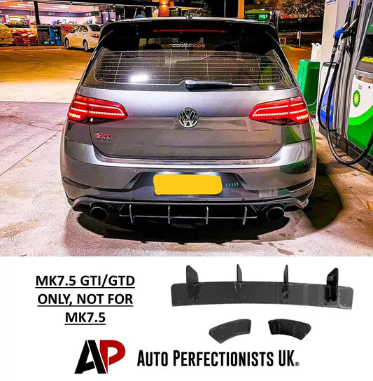 VW Golf GTI Rear Blade Diffuser and Splitter 2016-2020 Gloss Black