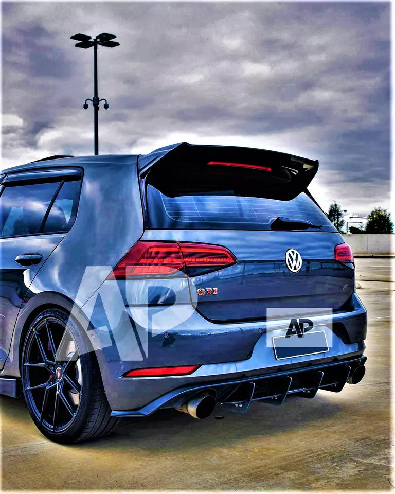 VW Golf GTI Rear Blade Diffuser and Splitter 2016-2020 Gloss Black