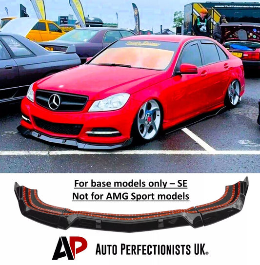 Mercedes C Class SE Front Splitter 2011-2015 Brabus Style Gloss Black