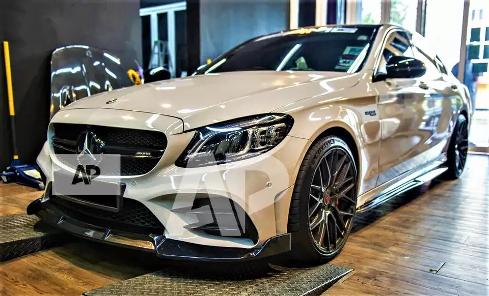 Mercedes C Class C43 Front Splitter 2019-21 Brabus Style Gloss Black