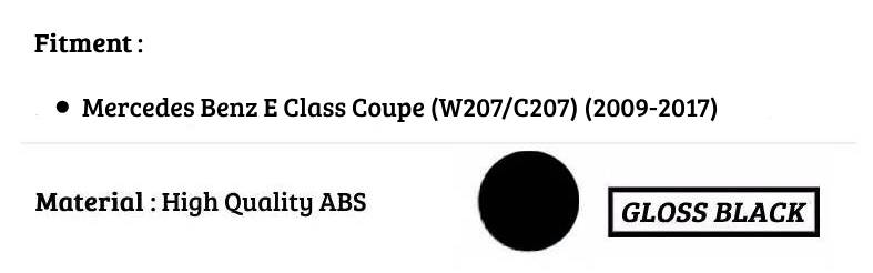 Mercedes E Class Coupe W207 Car Spoiler Wing 2009-2017 Gloss Black