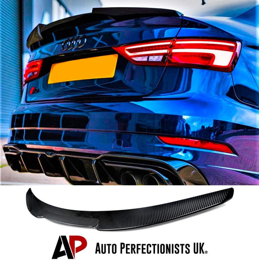 Audi A3 S3 RS3 Saloon Car Rear Spoiler 2013-20 M4 Style Carbon Fibre