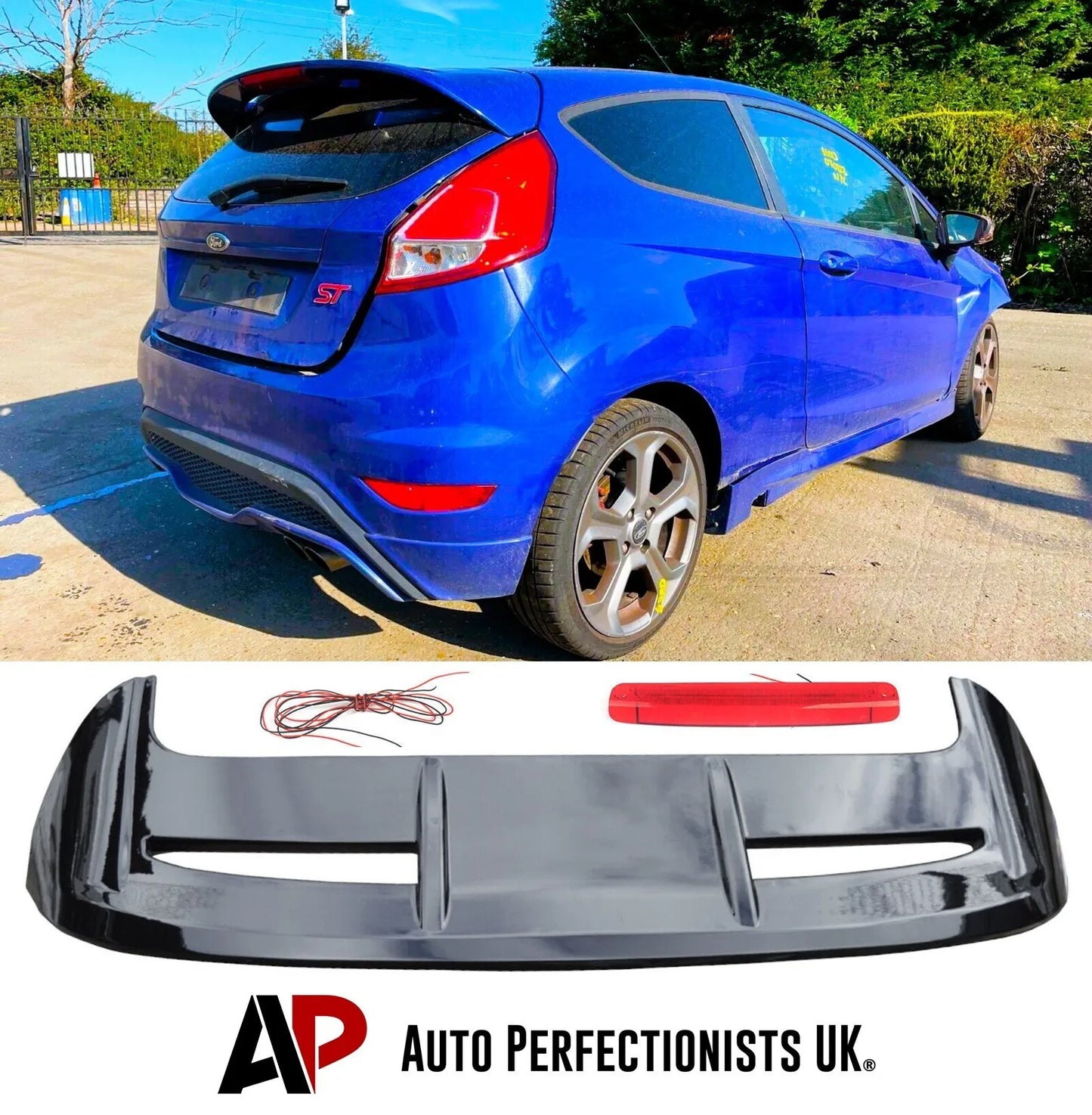 Ford Fiesta MK7 MK7.5 Gloss Black Rear Boot Roof Spoiler Wing