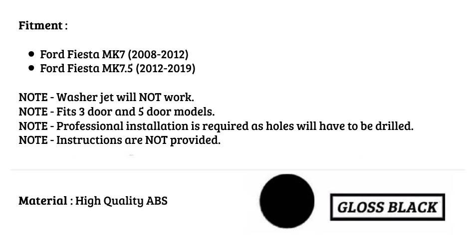 Ford Fiesta MK7 MK7.5 Gloss Black Rear Boot Roof Spoiler Wing