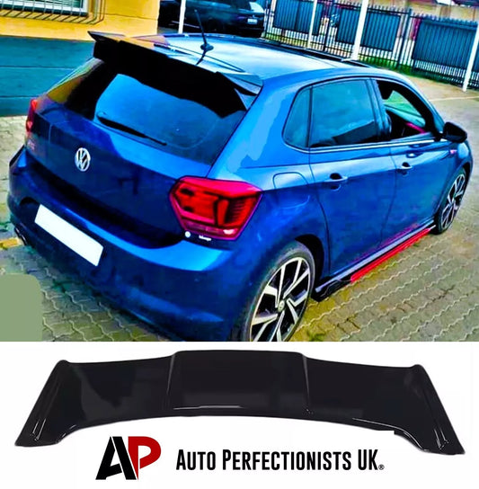 VW Polo MK6 Car Rear Roof Spoiler AW 2018-24 Batman Style Gloss Black