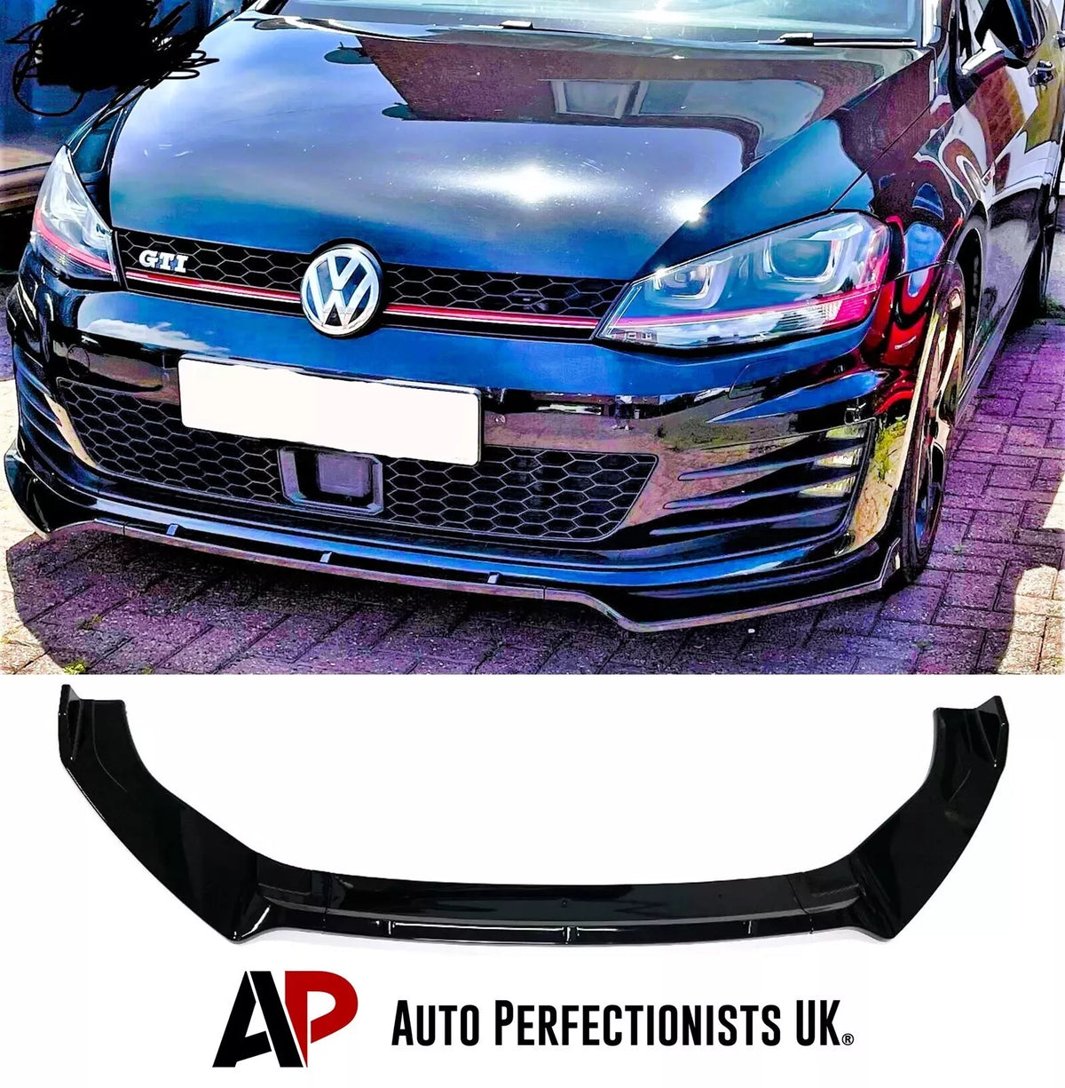 VW Golf MK7 MK7.5 R Front Splitter 2013-2020 Gloss Black