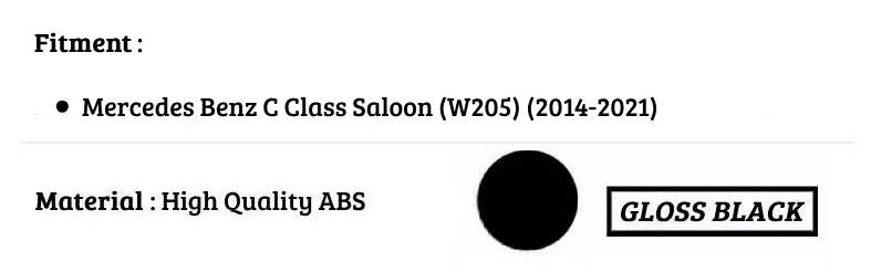 Mercedes C Class W205 Car Rear Spoiler 2014-2021 Gloss Black