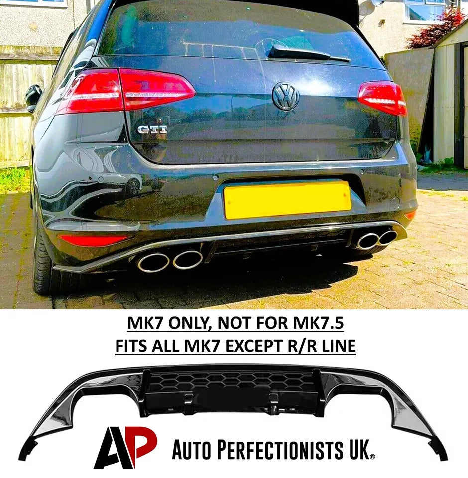 VW Golf GTI MK7 Rear Valance Diffuser 2013-2016 Gloss Black