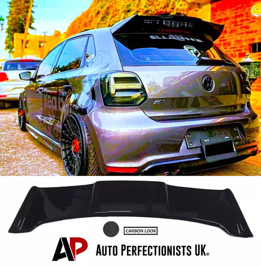 VW Polo MK5 Car Rear Roof Spoiler 2009-2017 Batman Style Carbon Fibre