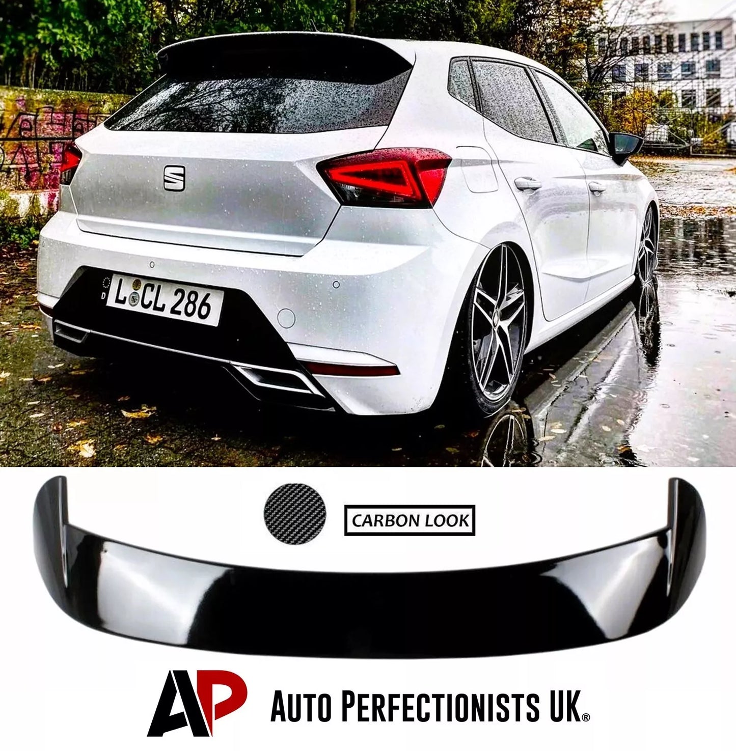 SEAT Ibiza Car Rear Roof Spoiler 2017-2022 Cupra Look Carbon Fibre