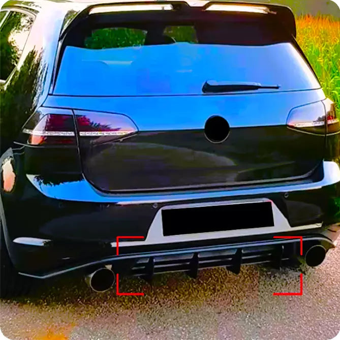 VW Golf GTI Rear Blade Diffuser Side Splitters 2013-2020 Gloss Black