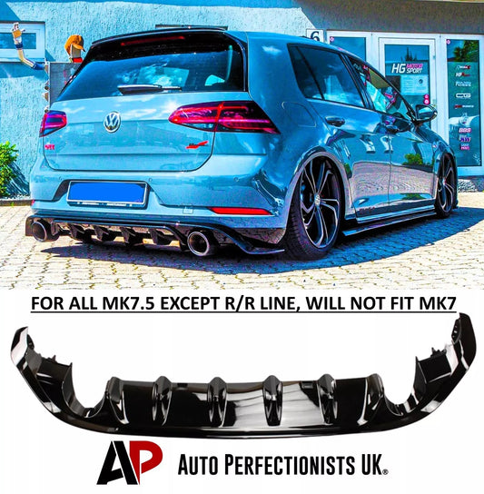 VW Golf MK7.5 TCR Style Rear Diffuser Spoiler ABS Gloss Black
