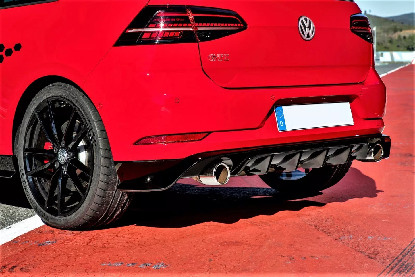 VW Golf MK7.5 TCR Style Rear Diffuser Spoiler ABS Gloss Black
