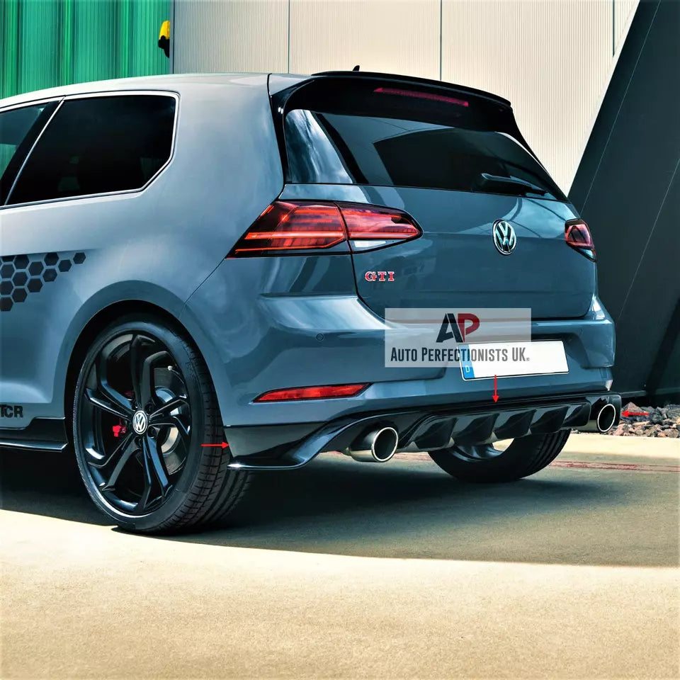 VW Golf GTI Rear Valance Diffuser 2016-2020 TCR Style Gloss Black