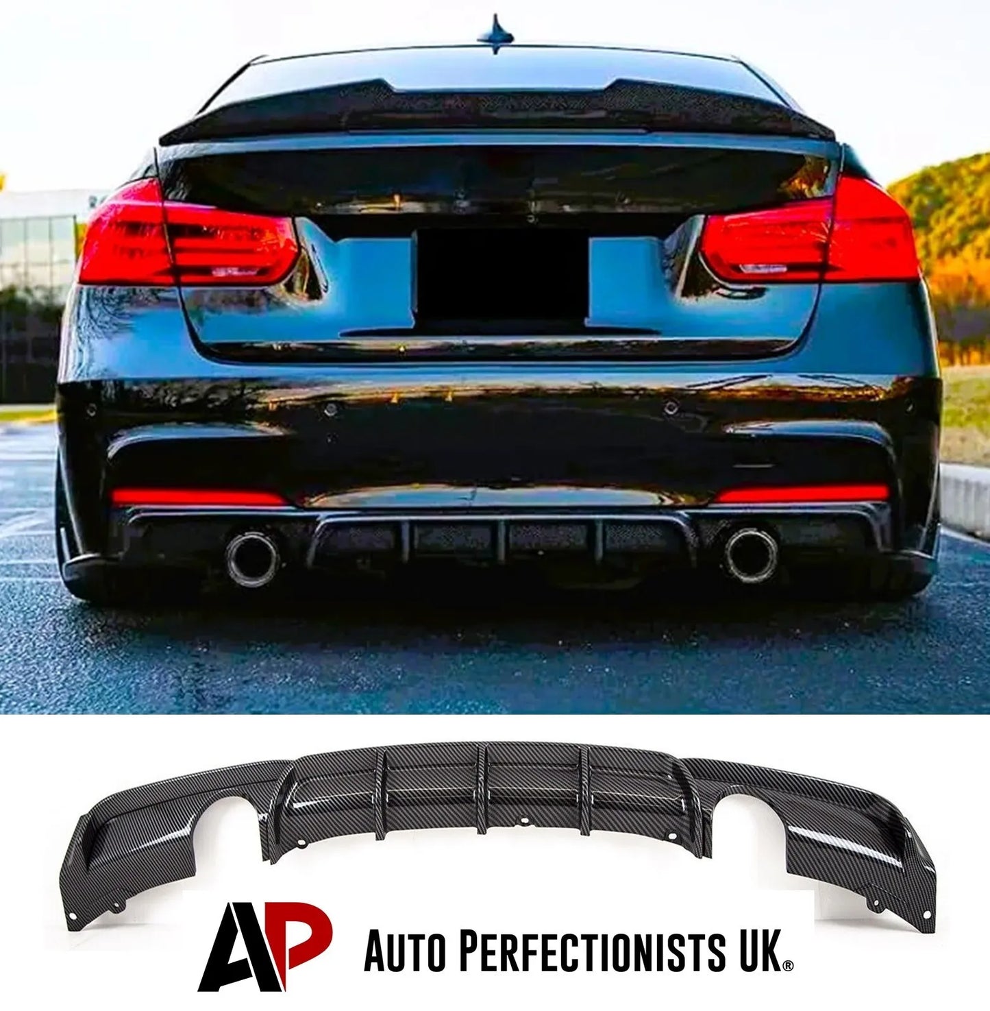 BMW 3 Series Rear Valance Diffuser Dual Exit 2011-2019 Carbon Fibre