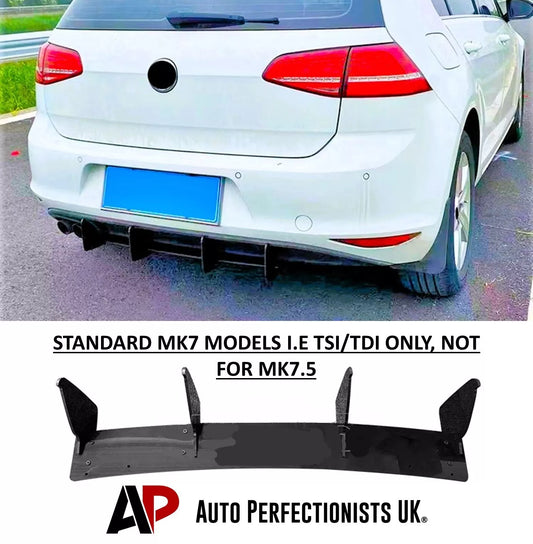 VW Golf MK7 TSI TDI Rear Shark Fin Diffuser 2013-2016 Gloss Black
