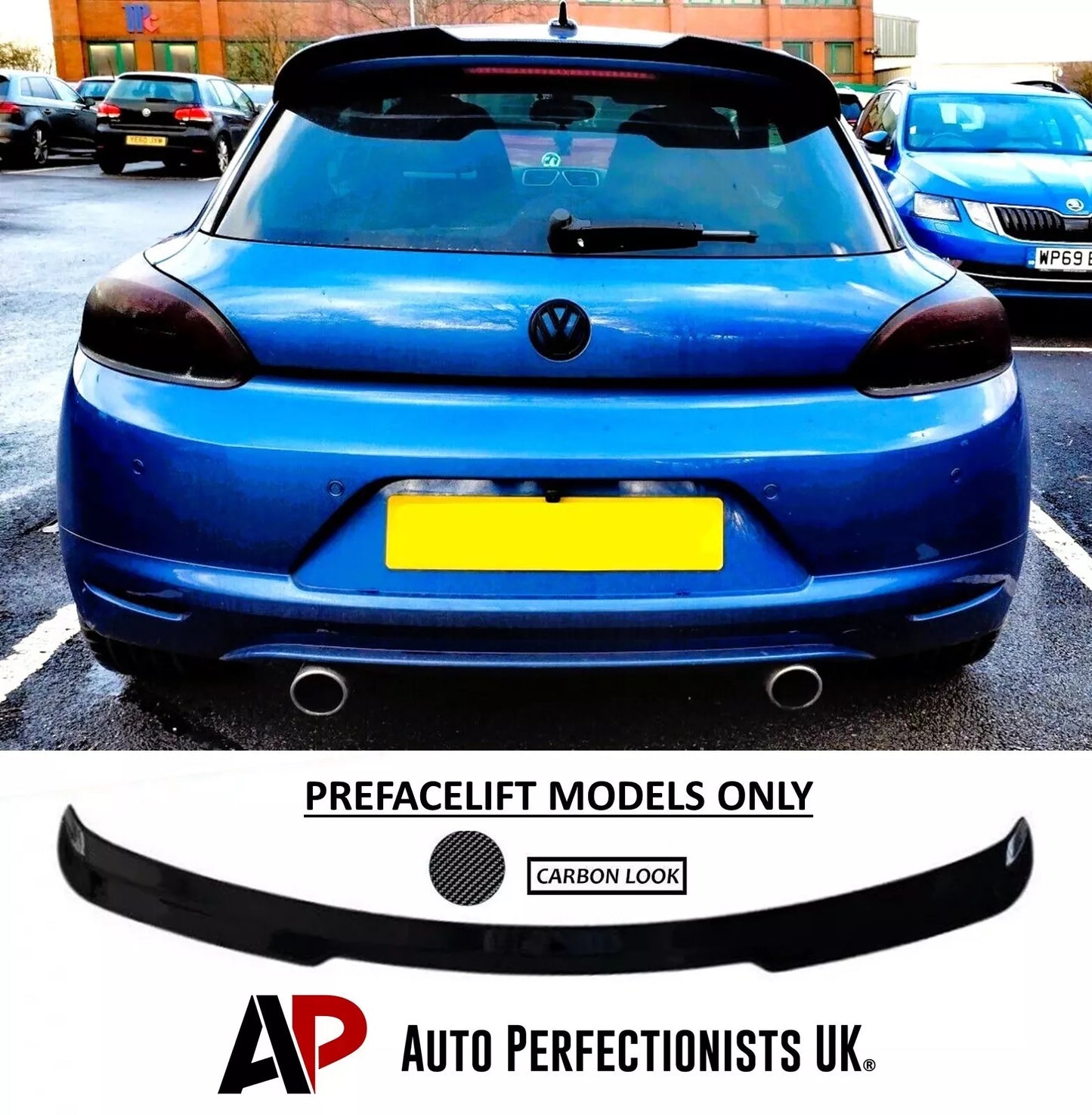 VW Scirocco Car Rear Roof Spoiler TSI TDI R 2008-2014 Carbon Fibre